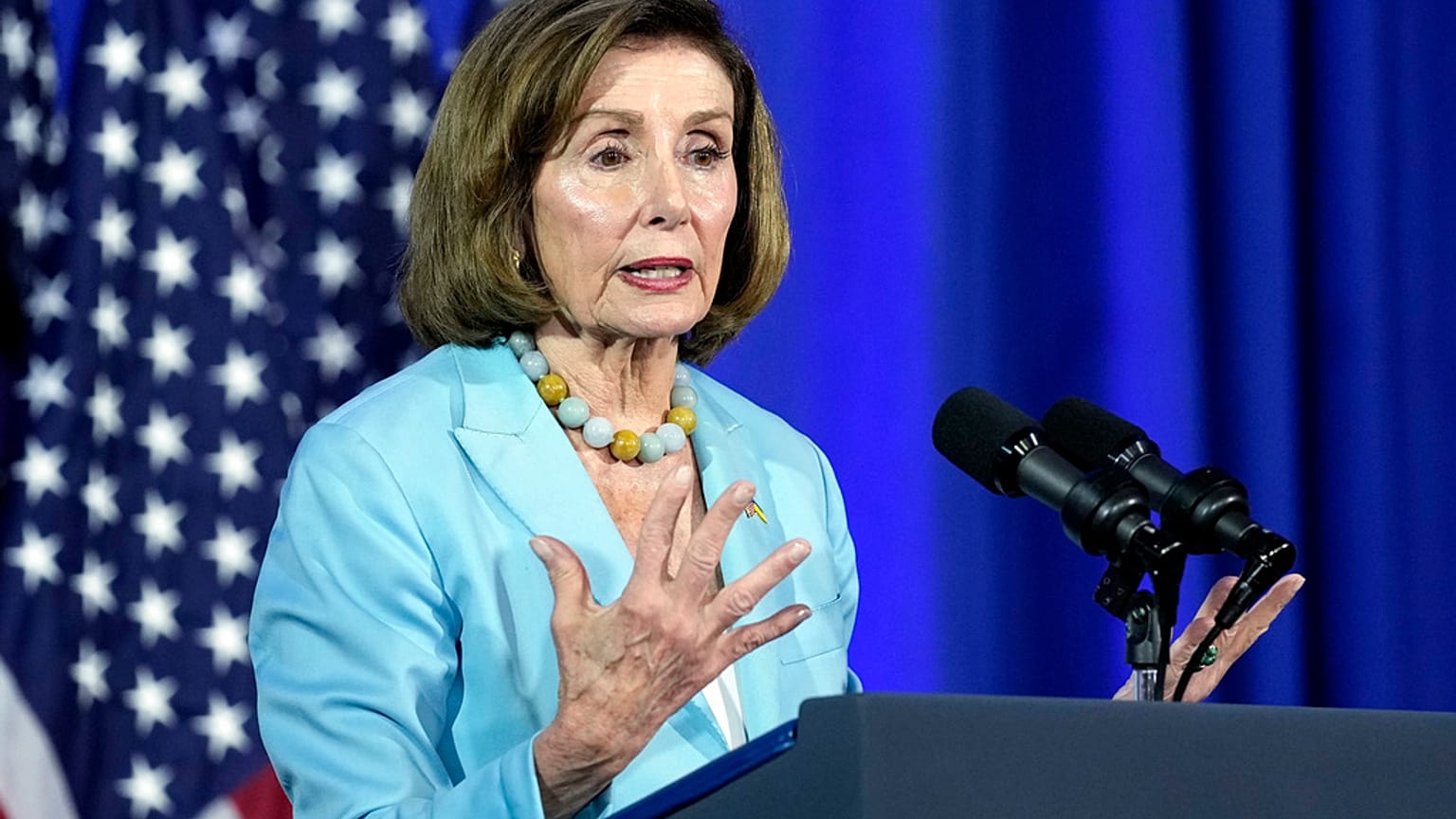 Imagen de Nancy Pelosi, veterana política demócrata, durante un acto en Washington.