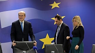 Ο υπουργός Εθνικής Οικονομίας και Οικονομικών Κωστής Χατζηδάκης ετοιμάζεται να παραχωρήσει συνέντευξη Τύπου,