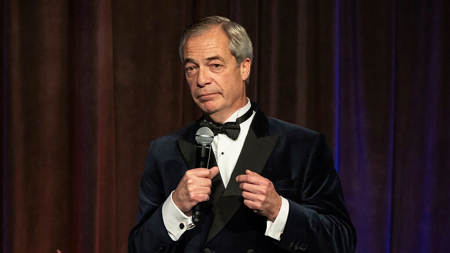 Le leader réformiste britannique Nigel Farage s'exprime lors du gala annuel du New York Young Republican Club au Cipriani Wall Street, le dimanche 15 décembre 2024, à New York.