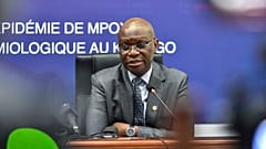 Roger Kamba, health minister of the Democratic Republic of the Congo, attends a press conference in Kinshasa in December 2024.