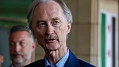 Geir Pedersen, l'envoyé spécial des Nations Unies pour la Syrie, s'adresse aux journalistes à Damas, en Syrie, le mercredi 18 décembre 2024.