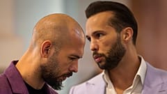 Andrew Tate (left) and his younger brother Tristan at the Court of Appeal in Bucharest, Romania, on 10 December, 2024. 