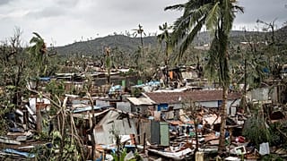 Part of the French territory of Mayotte in the Indian Ocean, after the island was battered by its worst cyclone in nearly a century