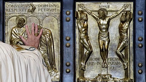 Pope Francis opens the Holy Door of St Peter's Basilica in 2015, kicking off the Holy Year of Mercy (8 December 2015)