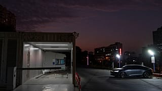 Una estación de intercambio de baterías de primera generación de la empresa china de fabricación de baterías CATL, en Xiamen, provincia de Fujian, China