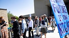 Youth plaintiffs in the Held v. Montana climate case leave the Montana Supreme Court, 10 July 2024, in Helena, Montana. 