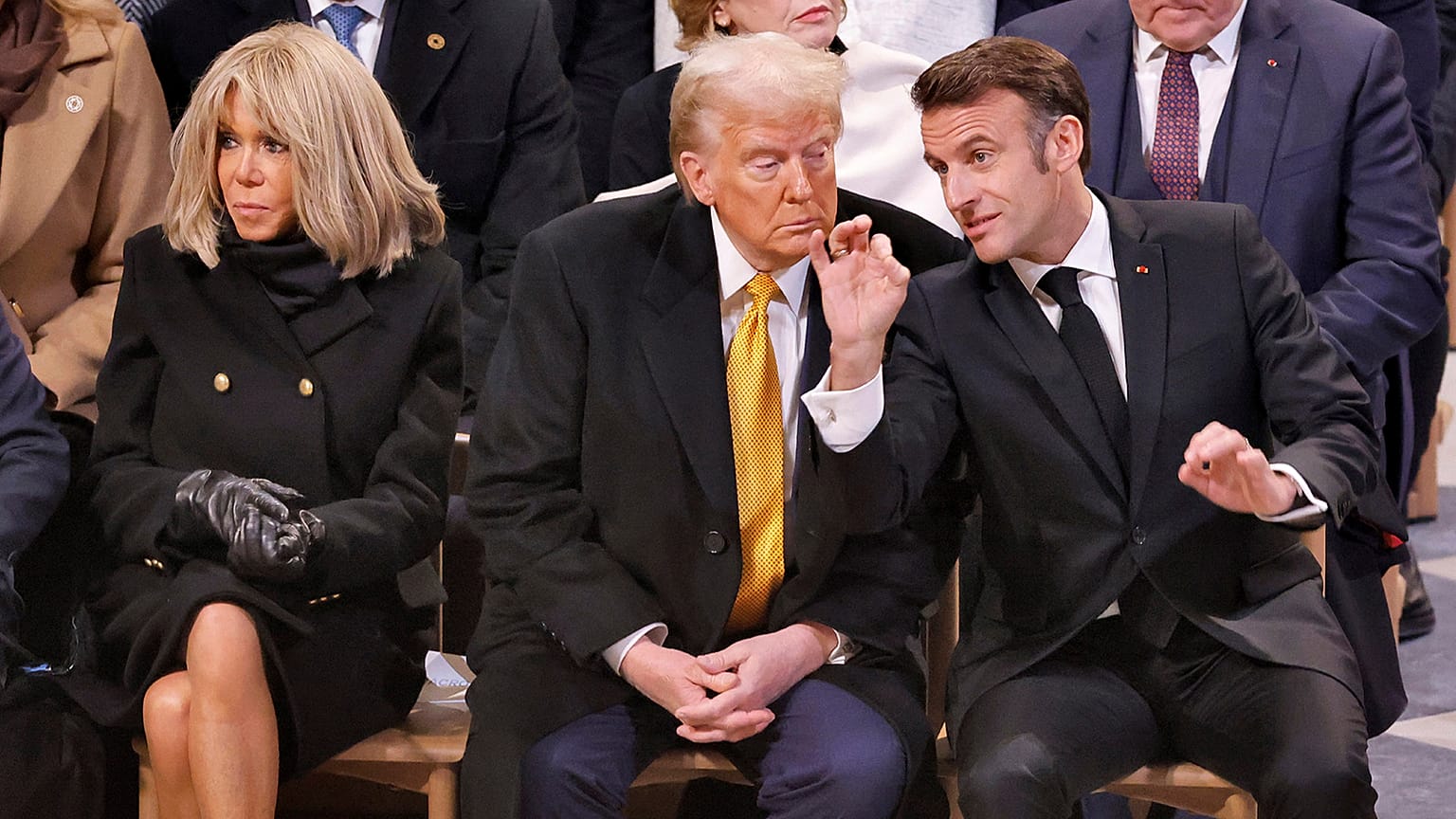 France's Emmanuel Macron and Donald Trump meet in Notre Dame, Paris, in December 2024