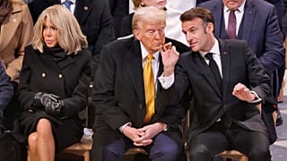 France's Emmanuel Macron and Donald Trump meet in Notre Dame, Paris, in December 2024