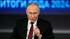 Le président russe Vladimir Poutine s'exprime lors de sa conférence de presse annuelle à Gostinny Dvor à Moscou, Russie.