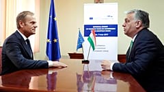 Le premier ministre polonais Donald Tusk et son homologue hongrois, Viktor Orban (archive).