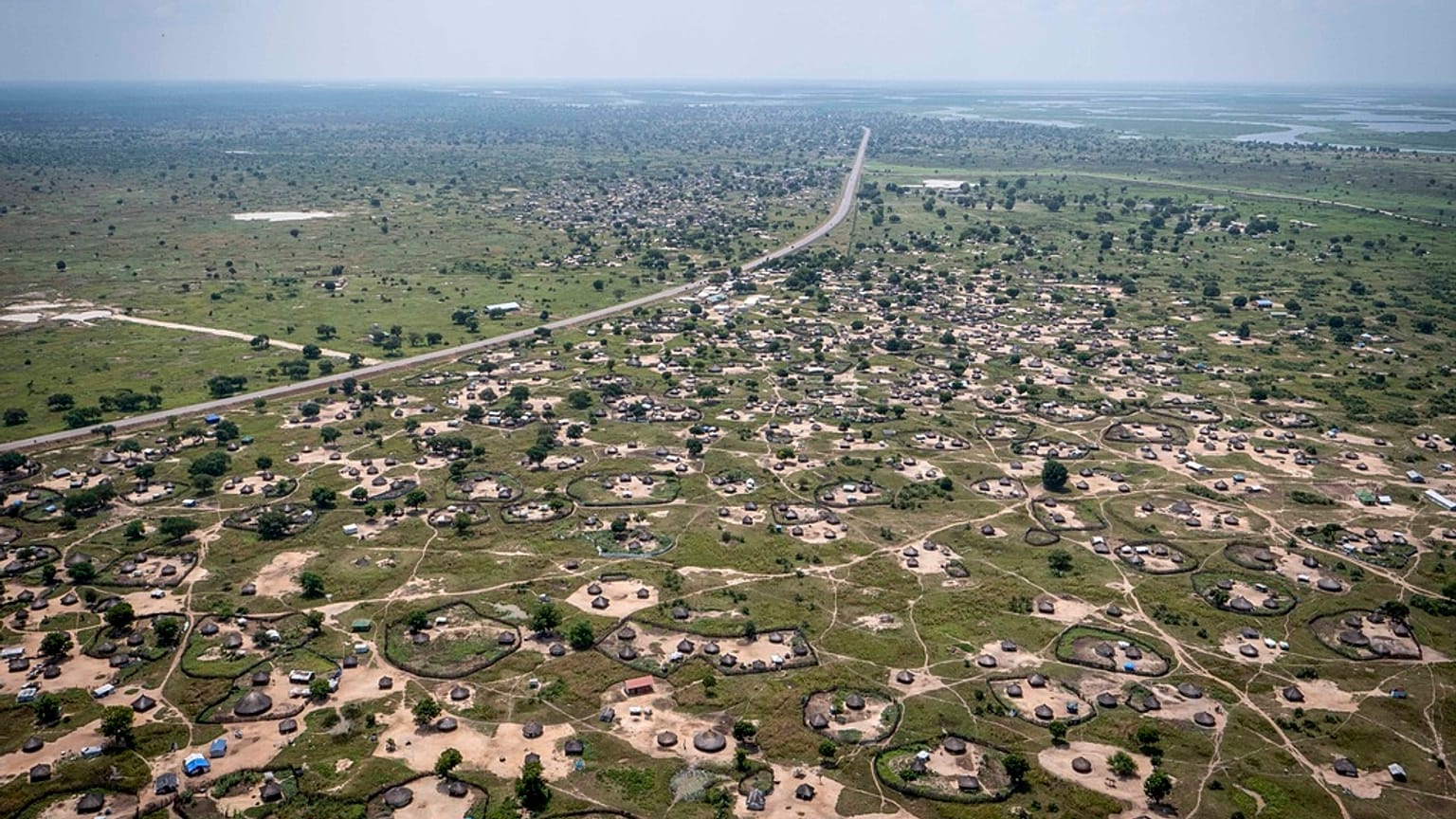 منظر جوي لمدينة بور، عاصمة ولاية جونقلي، جنوب السودان