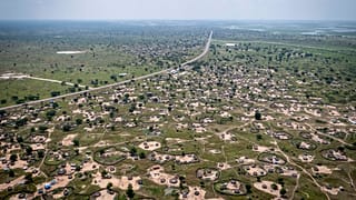 منظر جوي لمدينة بور، عاصمة ولاية جونقلي، جنوب السودان