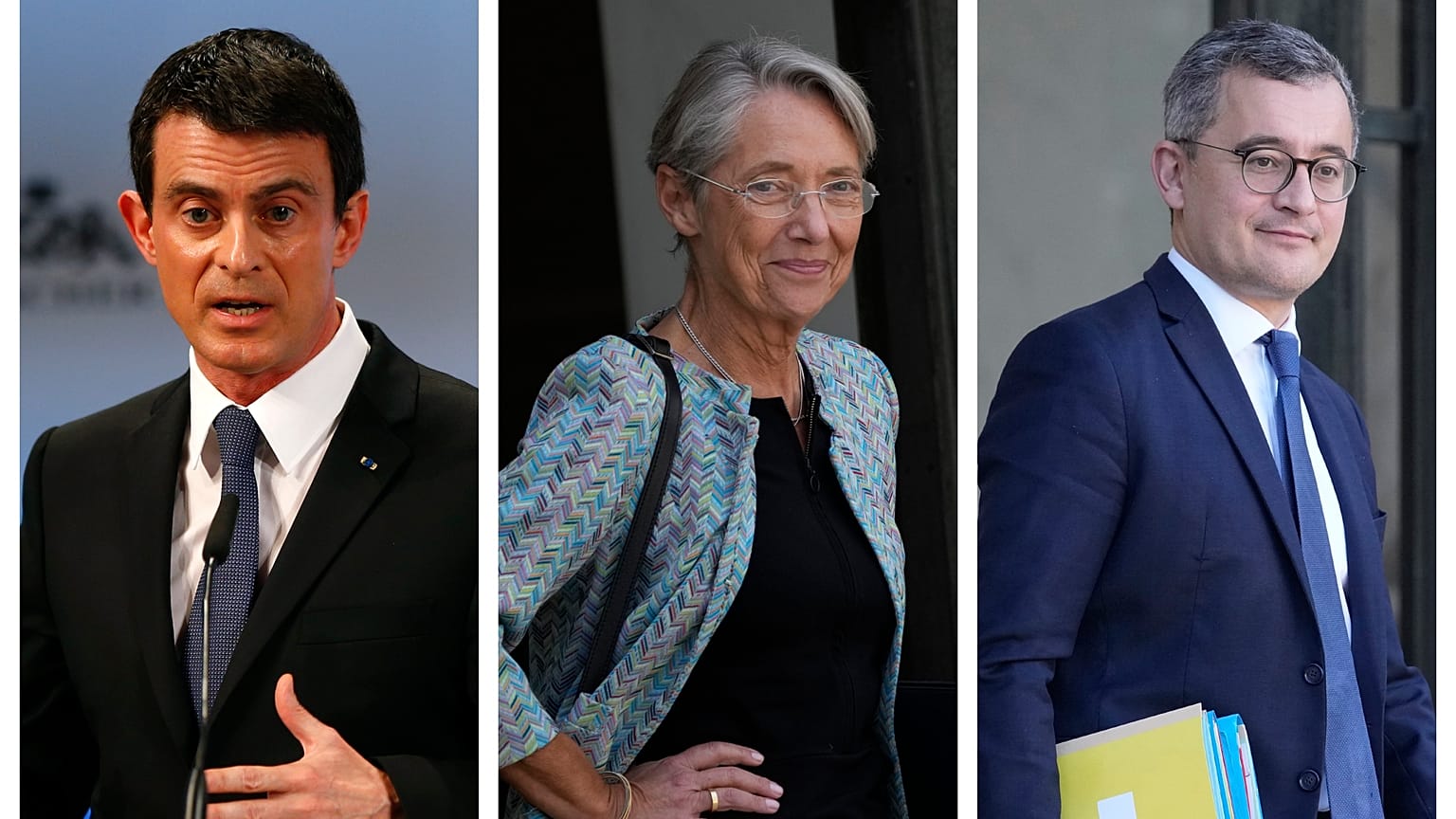 Manuel Valls, Élisabeth Borne et Gérald Darmanin (de gauche à droite) font leur retour au gouvernement.