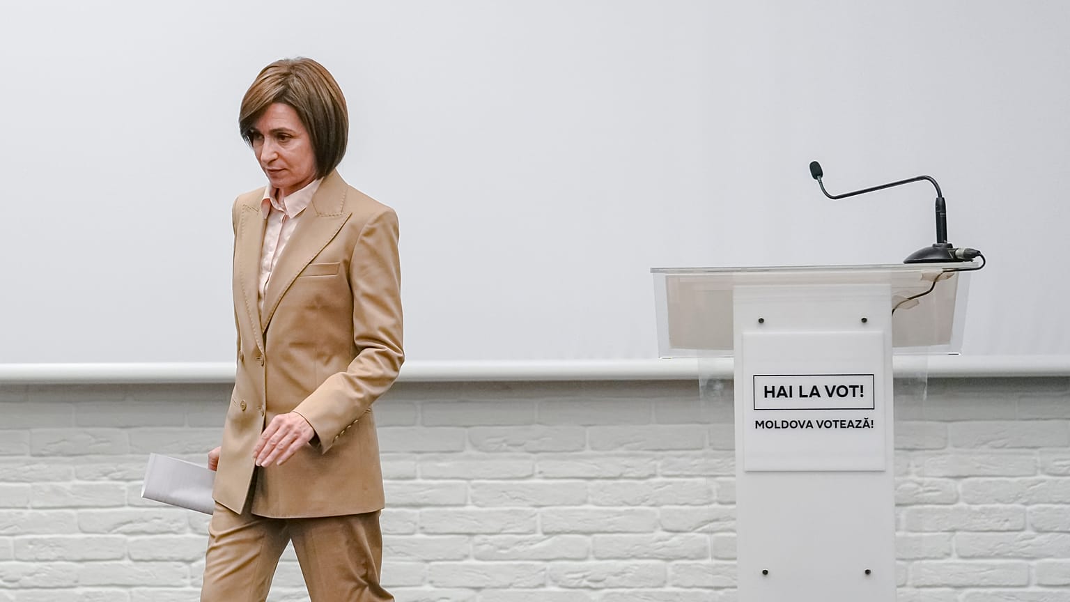 FILE PHOTO: Moldova's President Maia Sandu, in Chisinau, Moldova, early Monday, Oct. 21, 2024. 