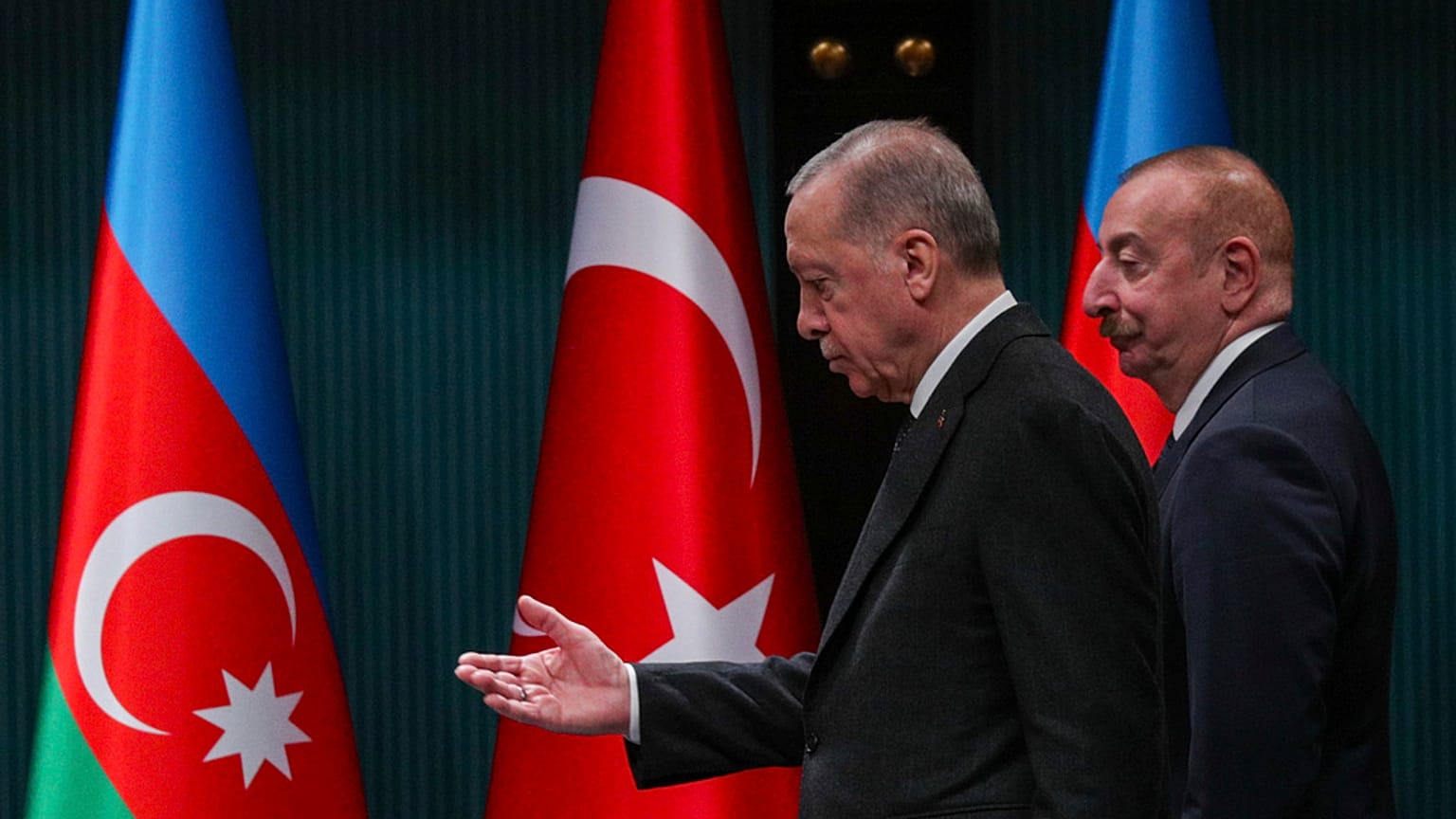 Cumhurbaşkanı Recep Tayyip Erdoğan, Ankara'da, Azerbaycan Cumhurbaşkanı İlham Aliyev ile beraber, 19 Şubat 2024