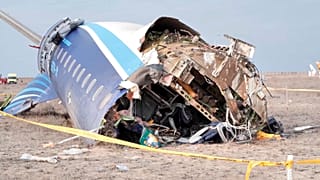 The wreckage of Azerbaijan Airlines Embraer 190 lies on the ground near the airport of Aktau in Kazakhstan, 25 December, 2024 
