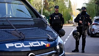 FILE- Police officers stand guard in Madrid, 30 November 2022