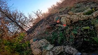 FILE - In this image from video released by the Russian Defense Ministry on Nov. 7, 2024, Russian Army soldiers fight with Ukrainian Armed forces in the Kursk region