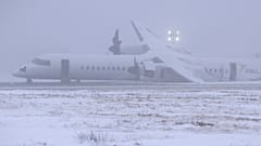 Рейс Air Canada Express, выполняемый компанией Pal Airlines, выехал за пределы взлетно-посадочной полосы в субботу вечером после возгорания в международном аэропорту Галифакс Стэнфилд, 29 декабря 2024 года.
