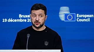 الرئيس الأوكراني فولوديمير زيلينسكي خلال قمة الاتحاد الأوروبي في بروكسل، الخميس 19 ديسمبر/كانون الأول 2024