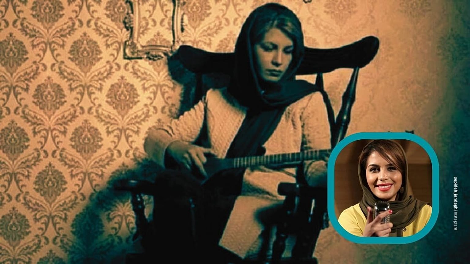 سپیده جندقی در حال نواختن سه‌تار 