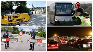 A lezárt Schattendorf-Ágfalva határátkelő, a svájci-francia határ Genfnél, buszellenőrzés Drezdánál, a nagylaki határátkelő