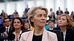 European Commission President Ursula von der Leyen addresses a media conference at the end of an EU summit in Brussels, Thursday, Dec. 19, 2024.
