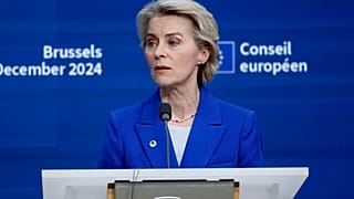 Die Präsidentin der Europäischen Kommission, Ursula von der Leyen, spricht bei einer Medienkonferenz zum Abschluss eines EU-Gipfels in Brüssel, Donnerstag, 19. Dezember 2024.