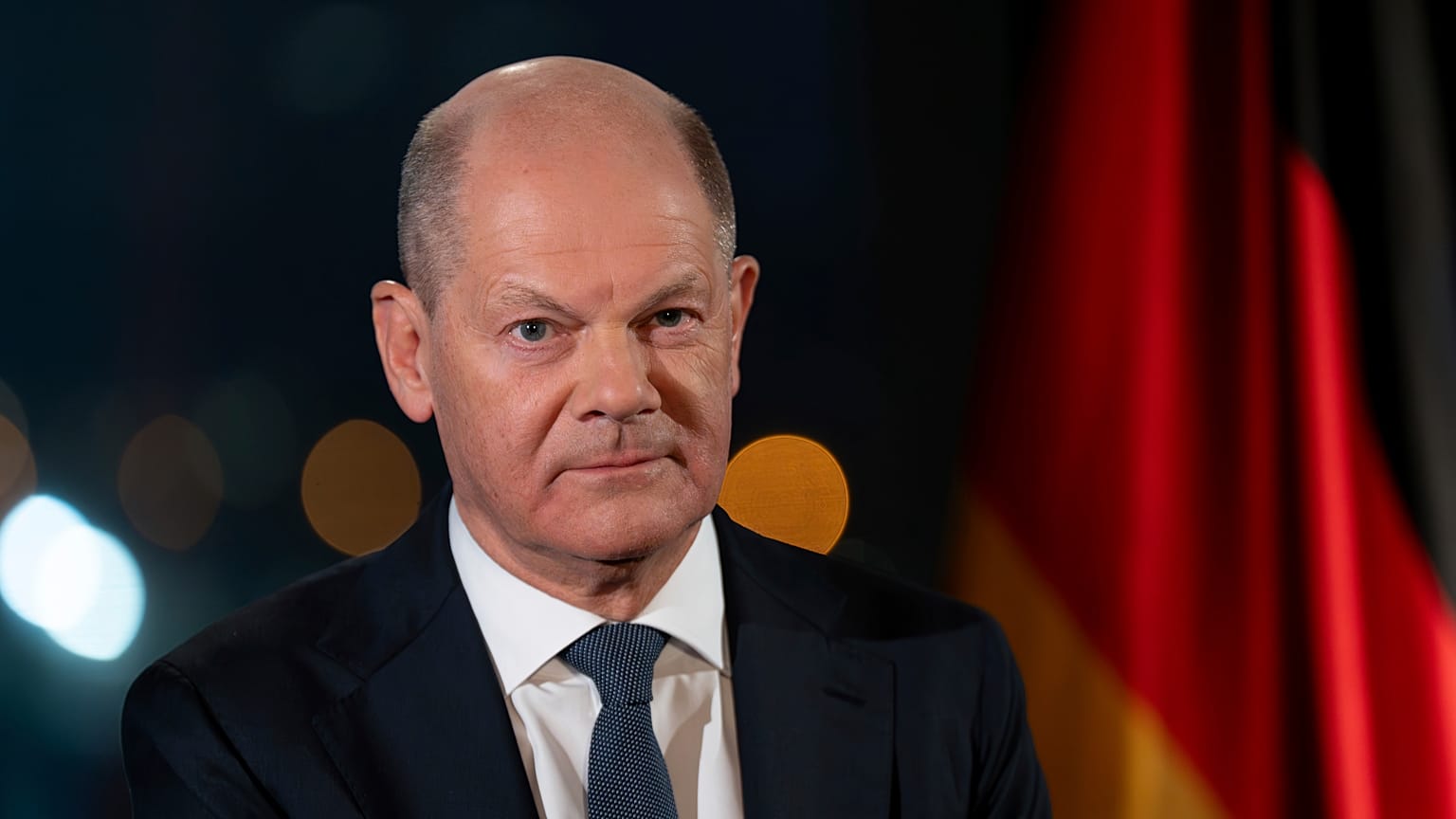 Le chancelier allemand Olaf Scholz lors d'une séance photo après son discours du Nouvel An