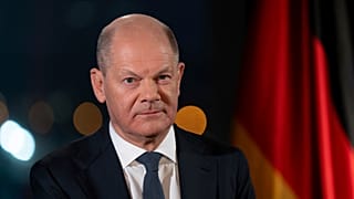 Le chancelier allemand Olaf Scholz lors d'une séance photo après son discours du Nouvel An 
