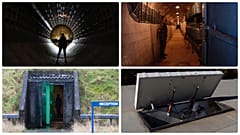 Egy moszkvai bunker, Tito óvóhelye, egy északír nukleáris bunker bejárata, egy délkaliforniai óvóhely bejárata