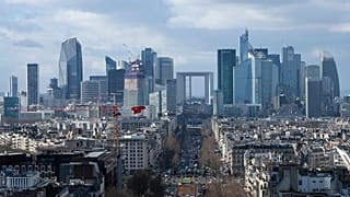  La Defense business district is pictured from the top of the Arc de Triomphe, Monday, Feb. 12, 2024 in Paris. 