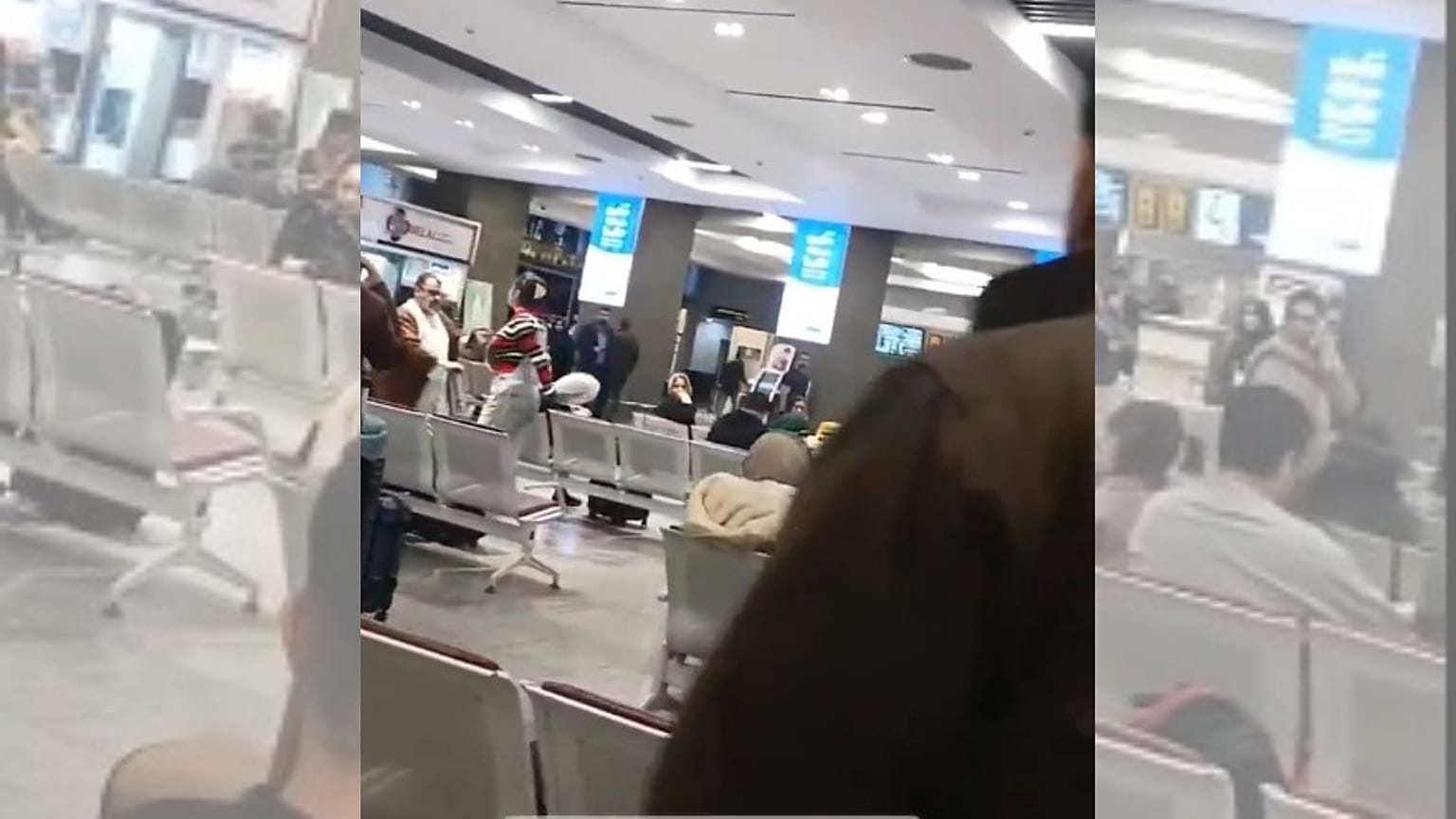 مواجهه یک خانم دارای حجاب اختیاری با یک آخوند در فرودگاه مهرآباد تهران