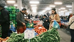 Pazar alışverişi yapan bir kadın