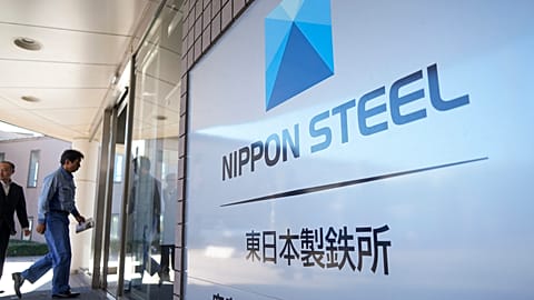Nippon Steel logo at the company's Kashima Plant in Kashima, Japan. 6 December 2024.