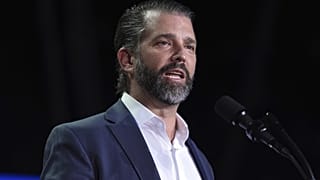 Donald Trump Jr speaks at a campaign rally in Michigan on 5 November, 2024. 