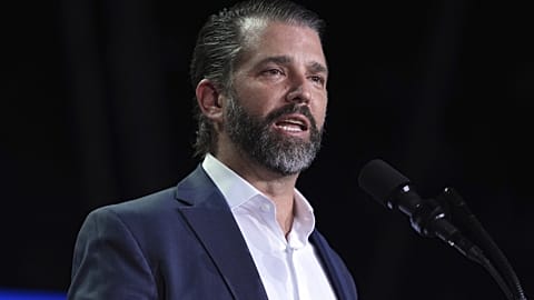 Donald Trump Jr speaks at a campaign rally in Michigan on 5 November, 2024. 