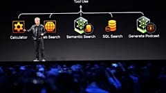 Nvidia founder and CEO Jensen Huang speaks during a Nvidia news conference ahead of the CES tech shown 6 January 2025