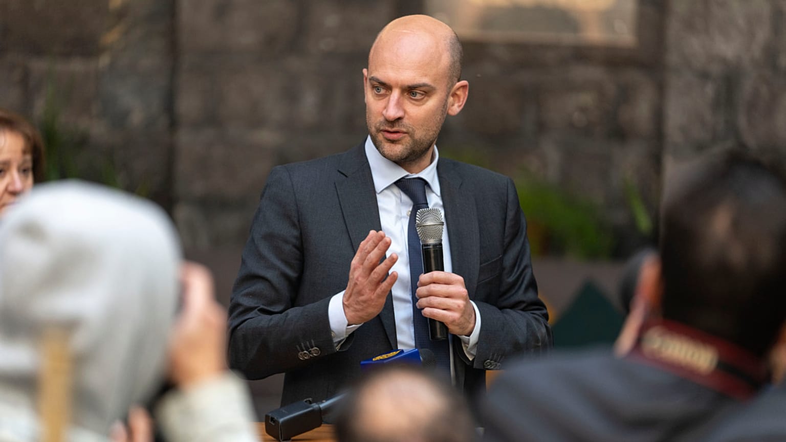 French Foreign Minister Jean-Noel Barrot meets with representatives of civil society during an official visit, in Damascus, Syria, Friday, Jan. 3, 2025.