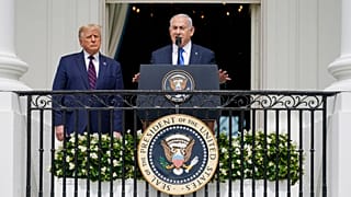 Netanyahu en la Casa Blanca durante el primer mandato presidencial de Trump en 2020