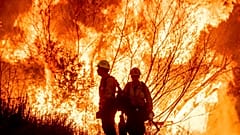 Feuerwehrleute bekämpfen das Kenneth-Feuer im Stadtteil West Hills von Los Angeles, Donnerstag, 9. Januar 2025