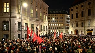 People attend a protest against the mandate for Austria's far-right Freedom Party to lead a new government in Vienna, Austria, Thursday, Jan. 9, 2025.