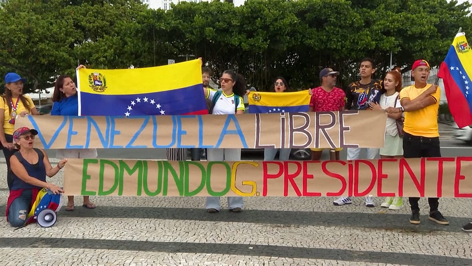 Gegner der Amtseinführung einer dritten Amtszeit von Maduro in Venezuela, in Rio de Janeiro, Brasilien, 09.01.2025