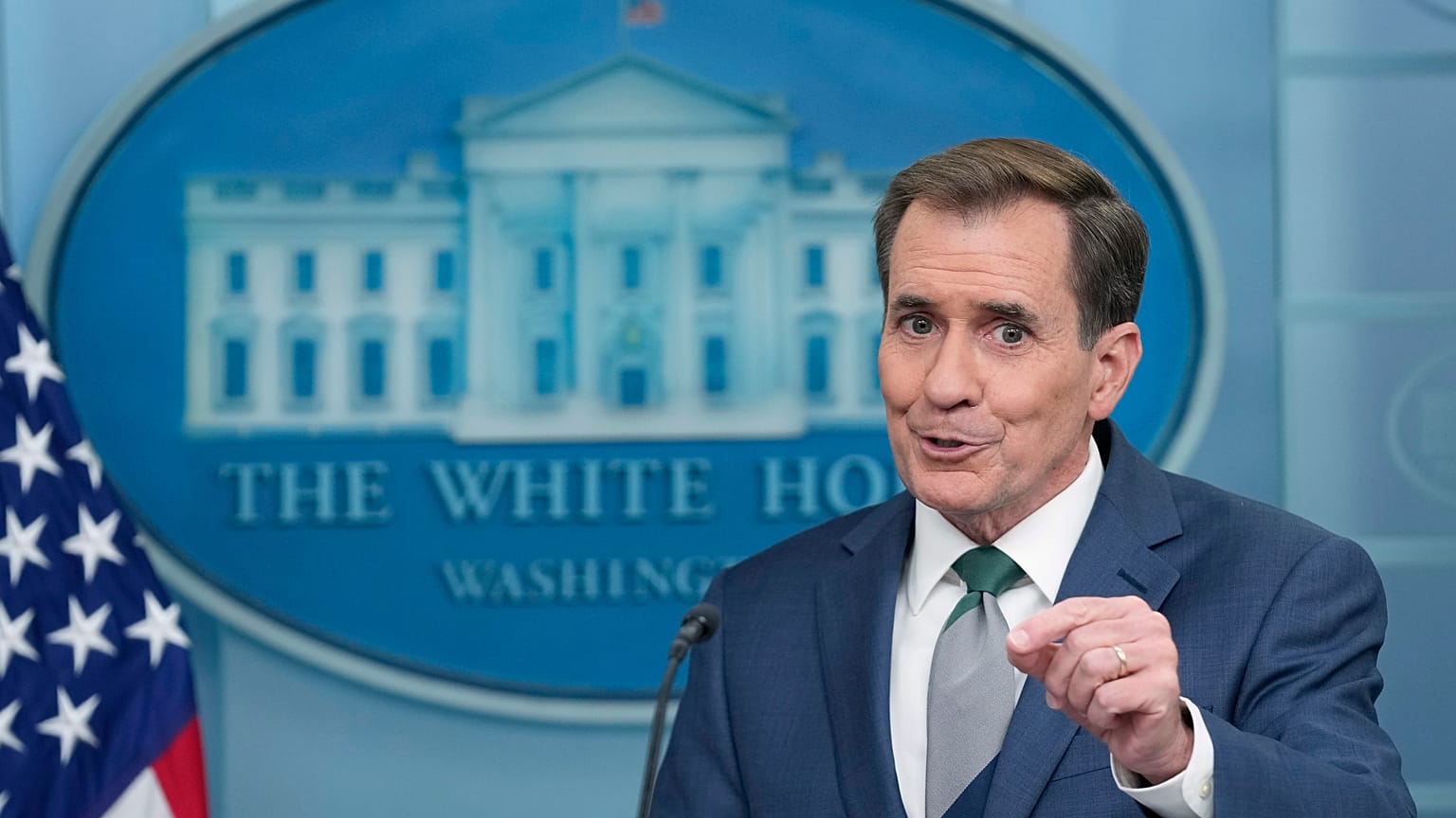 Beyaz Saray Ulusal Güvenlik İletişim Danışmanı John Kirby bir basın toplantısı sırasında, 12 Aralık 2024