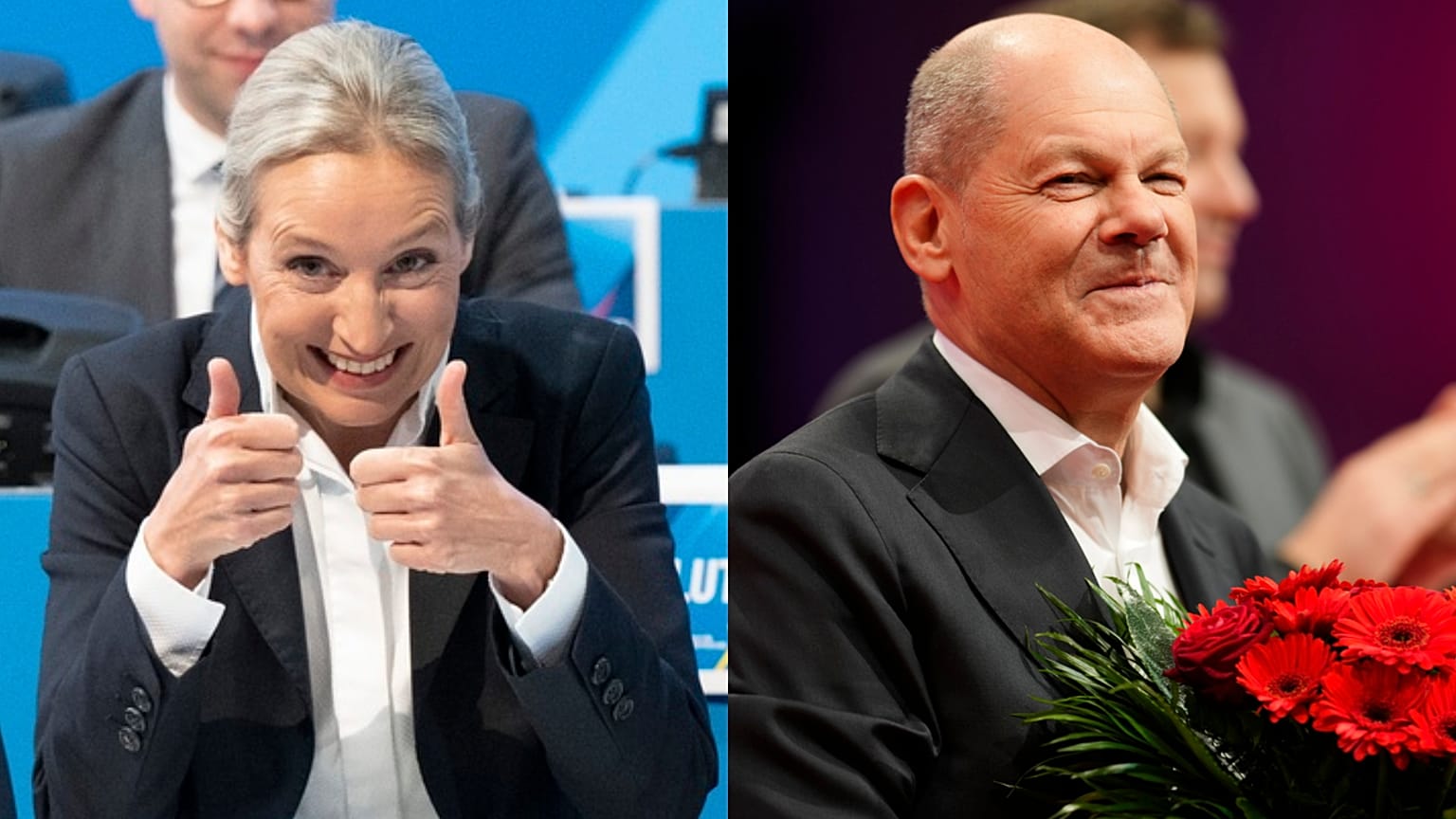 Alice Weidel candidata da AfD às eleições na Alemanha e Olaf Scholz candidato pelo SPD