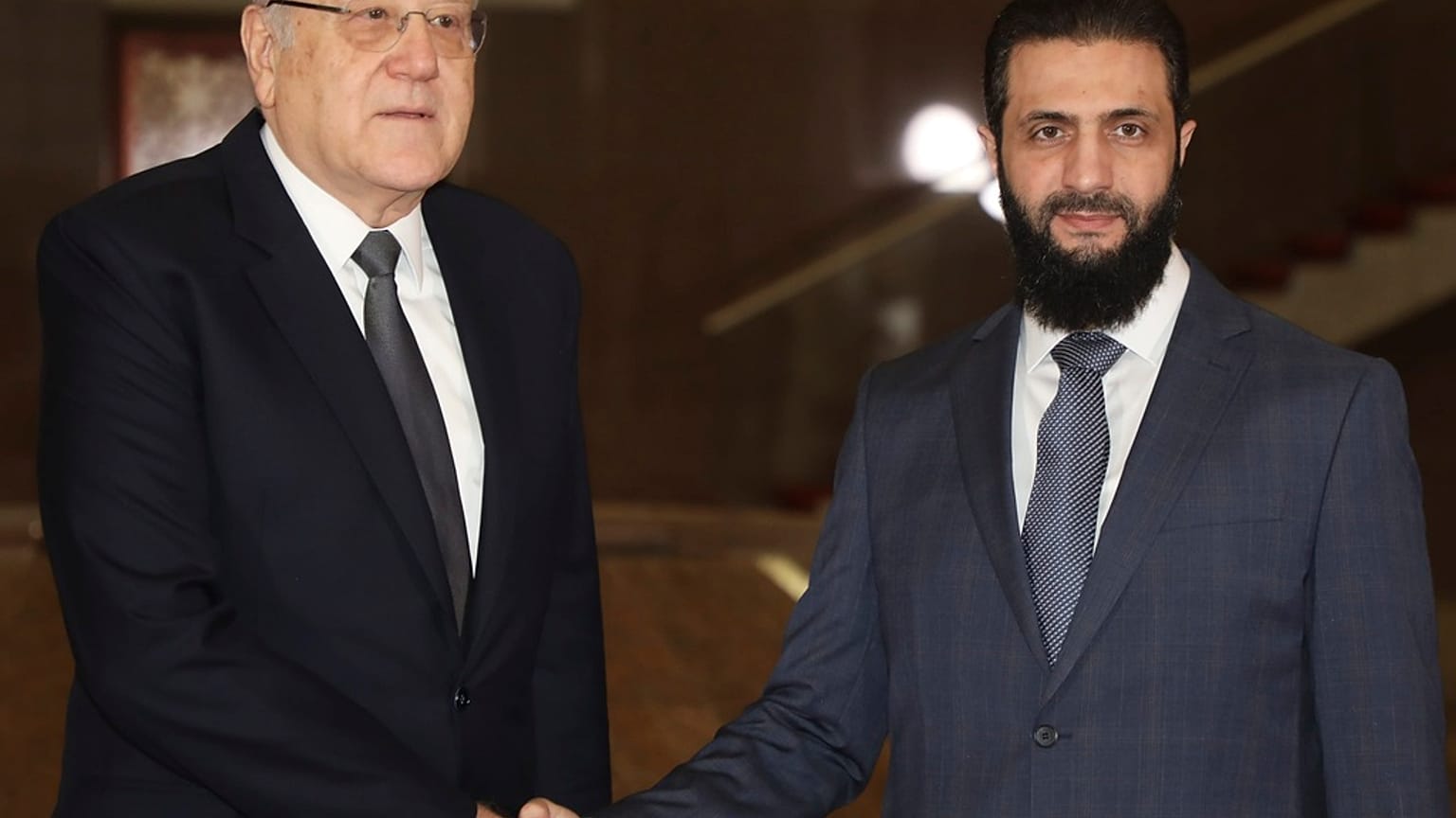 El primer ministro Libanés durante su visita a Siria. 