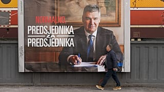Zoran Milanovic jelenlegi horvát elnök választási plakátja Zágrábban