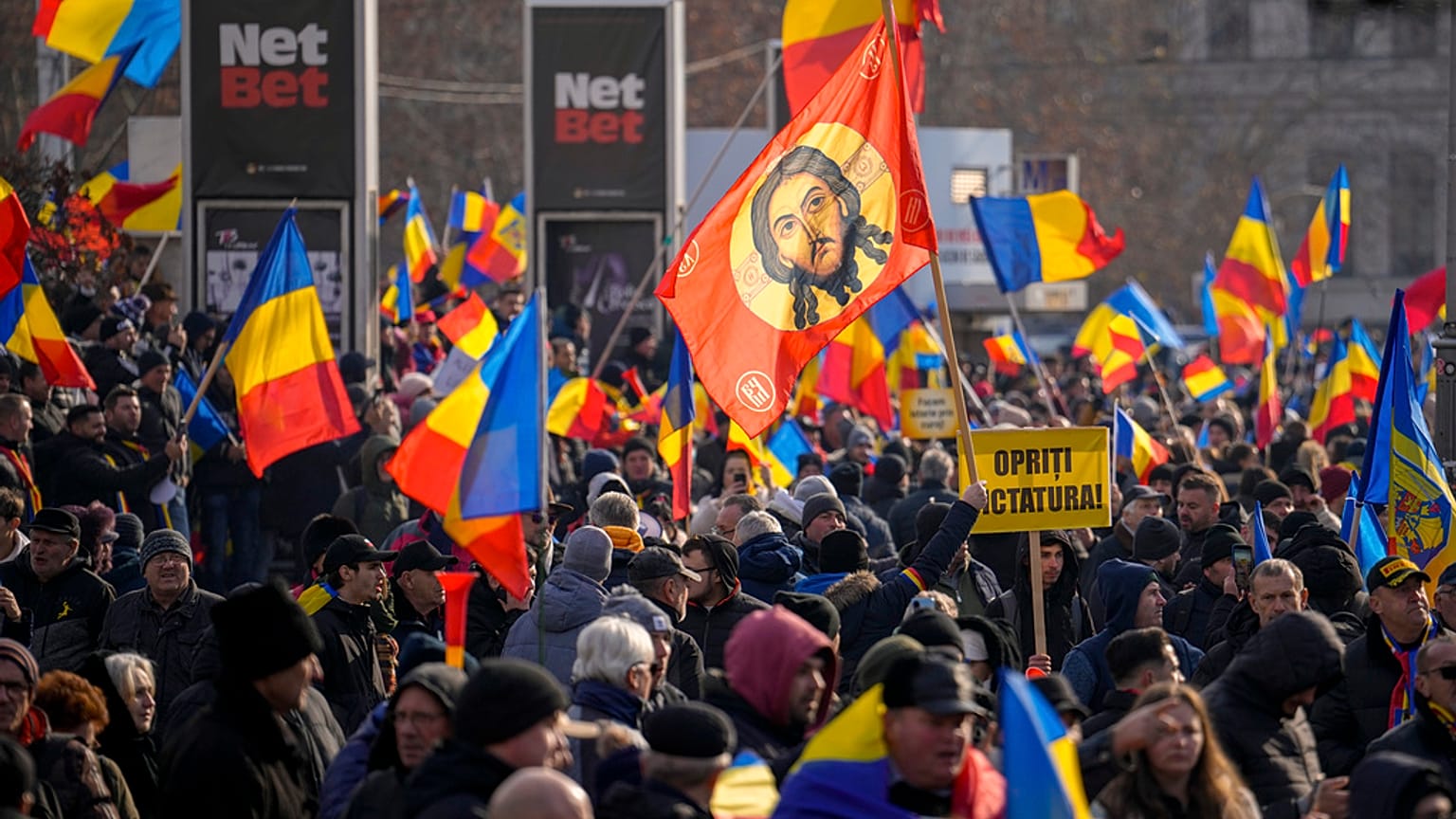 Demonstrierende in Bukarest 