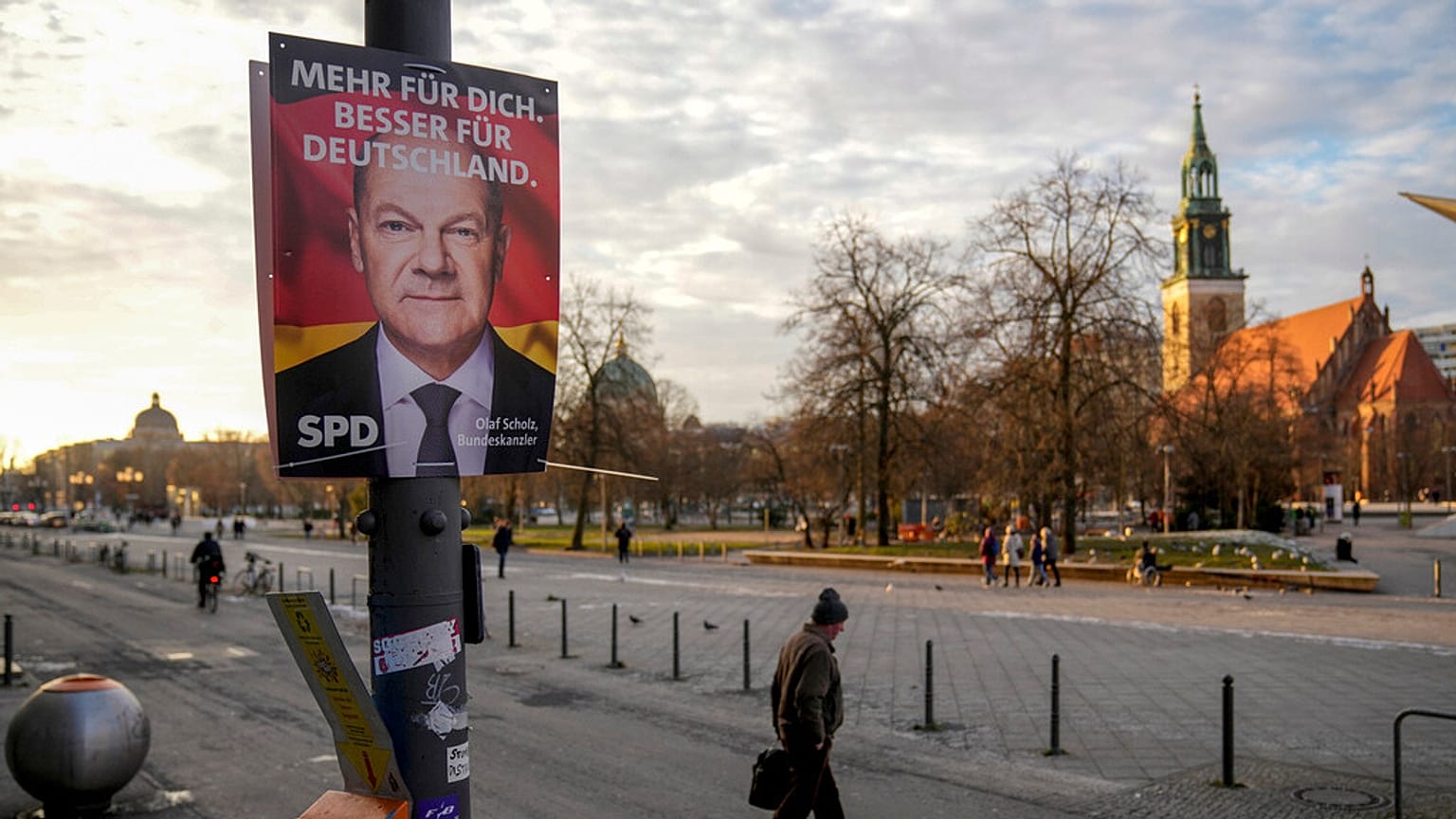 Une affiche de campagne électorale du Parti social-démocrate (SPD) à Berlin, le 13 janvier 2025.