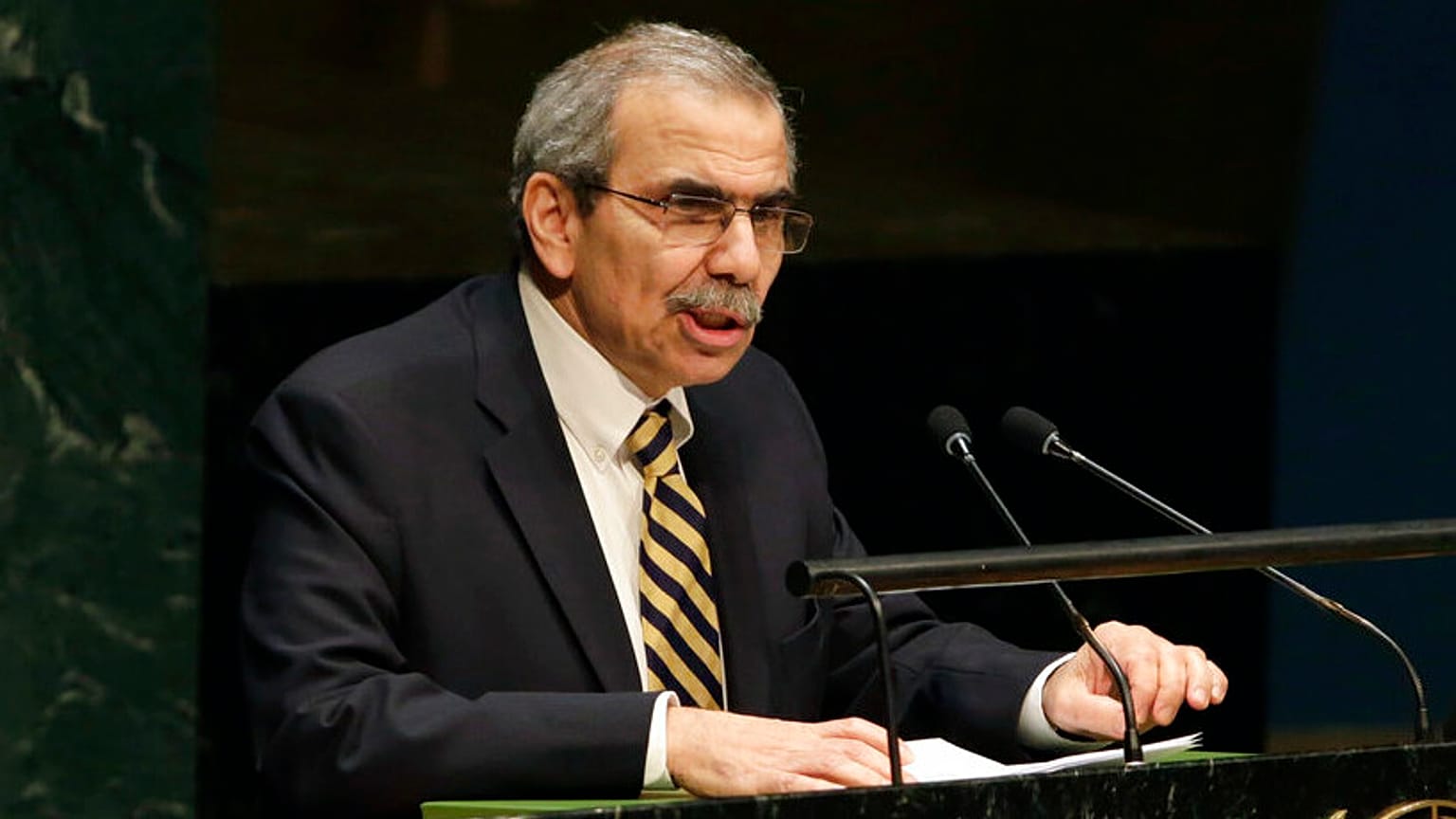 Der libanesische Botschafter Nawaf Salam spricht vor der Generalversammlung der Vereinten Nationen, Donnerstag, 22. Januar 2015